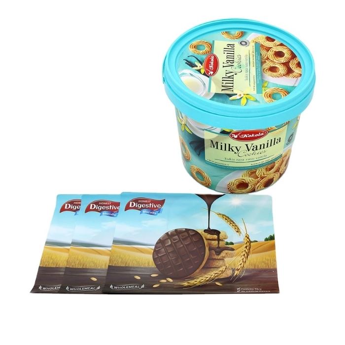 B2B in mold labeling solution for rigid plastic packaging