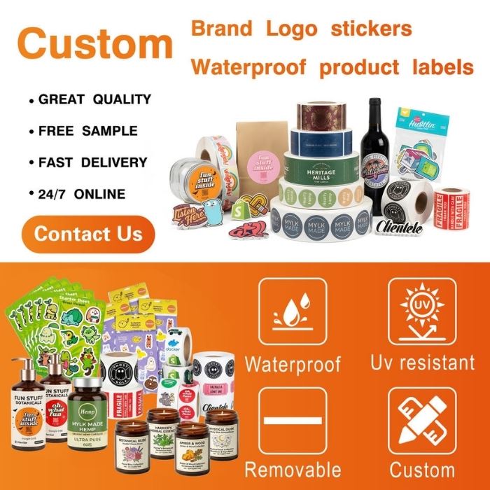 Custom cut vinyl stickers for brand promotion and packaging