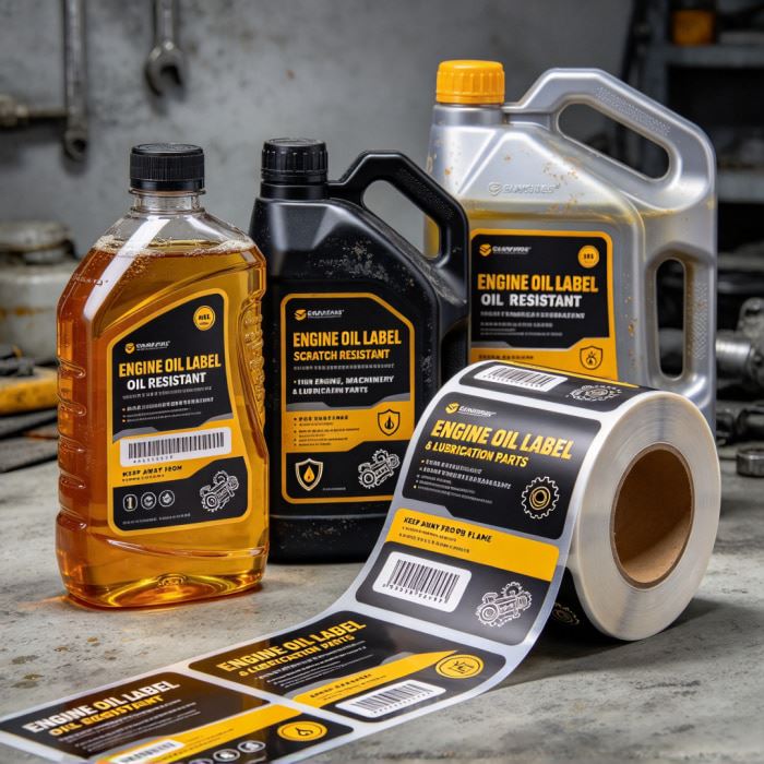 Custom Oil-Resistant PET Labels For Lubricant Bottles