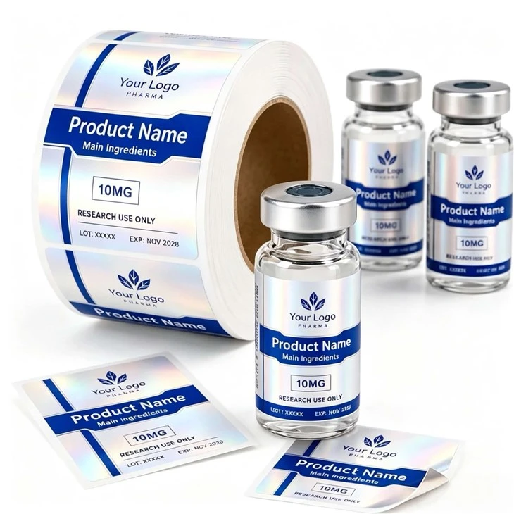 Custom Printed Vial Labels Peptide Pharmaceutical Adhesive Stickers factory