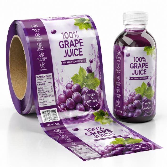 Custom Printed PVC Shrink Sleeve Labels For Juice Beverage Bottles Full Body Heat Shrink Packaging Film