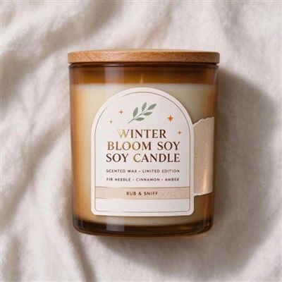 Custom Holiday Scratch And Sniff Candle Labels With Spot UV