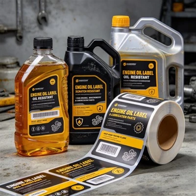 Custom Oil-Resistant PET Labels For Lubricant Bottles
