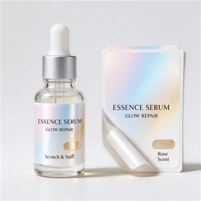 Custom Pearl Paper Serum Labels With Scratch-and-Sniff Coating