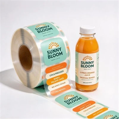 Custom Roll Self-Adhesive Juice Bottle Labels For Beverage Packaging